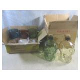(A-2) 2 Glass Skull Bottles with Co...