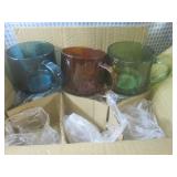 (A-2) 2 Glass Skull Bottles with Co...