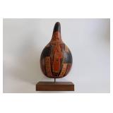 Lot of Miscellaneous Vintage Boxes, Ethnic Gourd Art, And A Microscope