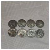 Lot of 8 Eisenhower Silver Dollars