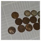 Lot of 5 Silver Dimes 10c, Wheatback Pennies