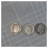 Lot of 5 Silver Roosevelts, 10c Silver