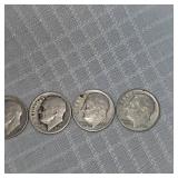 Lot of 5 Silver Roosevelts, 10c Silver