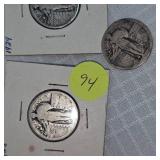 1925,1929,1929 Silver Quarters, 25c