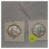1948D,1963D Franklin Halfs 50c