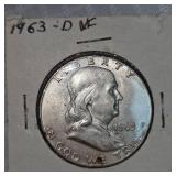 1948D,1963D Franklin Halfs 50c