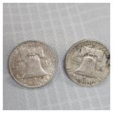 1954,1962 Franklin Halves 50c