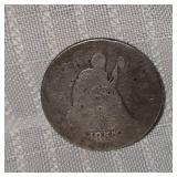 1857 Seated LiebertyQuarter, 25c