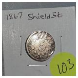 1867 Shield Nickel 5c