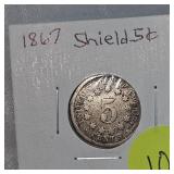 1867 Shield Nickel 5c