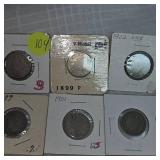 11 Mixed Dates V Nickels, 5c