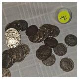 40 Mixed Dates Buffalo Nickels, 5c (40 total)