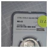1776-1976 S Silver Kennedy 50c, MS65