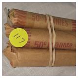 5 Rolls Wheatback Pennies, 1c (250)