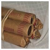 5 Rolls Wheatback Pennies, 1c (250)