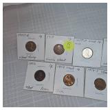 1918-1957 Carded Lot of 11 Wheatback Pennies