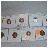 1918-1957 Carded Lot of 11 Wheatback Pennies