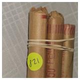 5 Rolls Wheatback Pennies, 1c, (250)