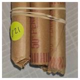 5 Rolls Wheatback Pennies, 1c, (250)