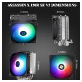 Thermalright Assassin X 120R SE V2 CPU Cooler, 4 6mm Heat Pipes, 1550RPM Speed 120mm RGB PWM Quiet Fan CPU Cooler with S-FDB Bearing, for AMD AM4 AM5/Intel 1700/1150/1151/1200/1851