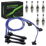 Set of 3 PCS Ignition Spark Plug Wires 19037-20011 7783 RC-TE65 & 6 Iridium Spark Plugs Set Compatible with Toyota Camry Sienna Avalon Solara Lexus ES300 V6 3.0L 1996-2001# 671-6183 19037-20010