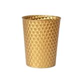Venalys Small Metal Trash Can Wastebasket, Decorative Honeycomb Garbage Can Waste Basket, Modern Farmhouse Round Trash Bin for Bathroom, Bedroom, Kitchen and Office (Gold)
