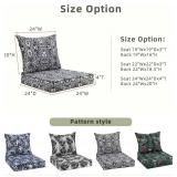Favoyard Outdoor Seat Cushion 24 x 24 x 4 in Waterproof Pattern Fade Resistant Cover Removable Patio Furniture Cushions Deep Seat & Back Cushion Set with Adjustable Straps for Patio Chair Sofa Couch