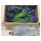 2 Pack Artificial Lavender Topiary Ball Trees with Four Prong Ground Spike, 23" Faux Lavender Plants UV Resistant Shrubs Fake Brushes with Grass for Front Porch Garden Patio Decor