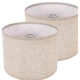 Large Lamp Shades Set of 2, Beige Drum Lampshades 13