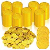 Hanaive 800 Pcs Plastic Pirate Coins Gold Treasure Spanish Doubloon Fake St. Patricks Toy Coin for Kids Board Games Pirate Party Cosplay Teachers Classroom Reward (Gold, Classic)