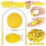 Hanaive 800 Pcs Plastic Pirate Coins Gold Treasure Spanish Doubloon Fake St. Patricks Toy Coin for Kids Board Games Pirate Party Cosplay Teachers Classroom Reward (Gold, Classic)