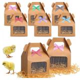 Maitys Chicken Birthday Party Favor Boxes Farm Animal Foldable Chicken Box with Raffia Grass Bow Paper Treat Goodie Boxes for Adopt Chick Party Birthday(Classic,3.94