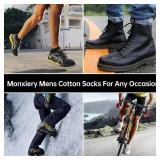 Monxiery Mens Cotton Moisture Wicking Cushioned Crew Socks, Athletic Performance Work socks