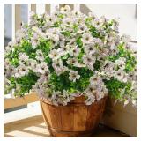Grunyia 20 Bundles Artificial Flowers for Outdoors, UV Resistant Fake Plants Flowers Greenery Shrubs Plants for Decoration Outside Plants Hanging Planter Home Garden Decor (White)