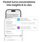 Pocket AI Voice Recorder & Smart Assistant   Auto Transcription, Summaries & Action Items   AI Note Taker for Meetings, Calls & Productivity - Space Grey