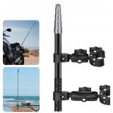 Motorcycle Handlebar Mount Dual Clamp Kit with 59" Invisible Selfie Stick - Anti-Slip Locking Mechanism for Insta360 X5/X4/X3/X2/GO3 & GoPro (Universal Bike Mount Accessories)