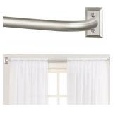 TANGWIN Nickel Wrap Around Curtain Rods:Blackout Heavy Duty Adjustable Window Curtain Rod for Bedroom Kitchen,Modern Decorative Curved French Metal Single Drapery Rod Easy Install,Satin Nickel 28-48"