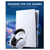 Gvyugke 2.4GHz Wireless Gaming Headsets for PS5, PS4, PC, Switch - Bluetooth 5.3 Gaming Headphones with Noise Canceling Mic, 7.1 Surround Sound, 70H Battery, Blue Lighting - White