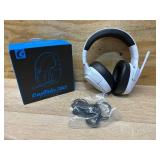Gvyugke 2.4GHz Wireless Gaming Headsets for PS5, PS4, PC, Switch - Bluetooth 5.3 Gaming Headphones with Noise Canceling Mic, 7.1 Surround Sound, 70H Battery, Blue Lighting - White