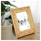 HUAXIN CRAFT H Rattan 5x7 picture Frame, Wicker Boho Rustic Photo Frame, Vintage Cany Stand Table Top Desk (5x7 inch)