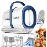 oneisall Dog Grooming Vacuum, Pet Grooming Vacuum with Clipper Nail Grinder, 1.5L Dust Cup Dog deshedding Brush with 7 Tools for Shedding Pet Hair, Home Cleaning(Blue)