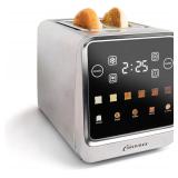 Inspirex Touch Screen Toaster - 2 Slice Extra-Wide Slots - 5 Bread Type and 6 Browning Levels - Defrost, Reheat, Favorite, Single Slot Settings - Stainless Steel