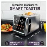 Inspirex Touch Screen Toaster - 2 Slice Extra-Wide Slots - 5 Bread Type and 6 Browning Levels - Defrost, Reheat, Favorite, Single Slot Settings - Stainless Steel