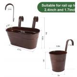 HowRU Metal Iron Flower Pots for Railing Fence Hanging Bucket Pots(5 Pcs) and Hanging Flower Pots Metal Iron Bucket Planter(10 Pcs) (Bronze)