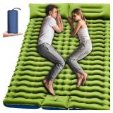 Yuzonc Double Sleeping Pad - Self Inflating 4" Extra-Thick for 2 Person with Pillow Built-in Foot Pump Inflatable Sleeping Mat for Backpacking, Hiking, Traveling, Tent, Portable Camping Mat