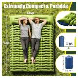 Yuzonc Double Sleeping Pad - Self Inflating 4" Extra-Thick for 2 Person with Pillow Built-in Foot Pump Inflatable Sleeping Mat for Backpacking, Hiking, Traveling, Tent, Portable Camping Mat