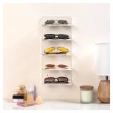 MyGift 5 Tier Premium Clear Acrylic Sunglasses Holder Rack, Wall Mounted Eye Glasses Shelf or Tabletop Display Stand, Retail Eyewear Showcase Storage Organizer