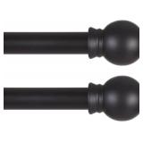 Thestoa 2 pack Black Curtain Rods for Windows 48 to 92 inch, Adjusts Length by Splicing, 5/8" Diameter Matte Black Small Curtain Rods for Bedroom, Living Room, Kitchen, Outdoor, Farmhouse