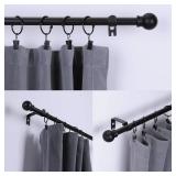Thestoa 2 pack Black Curtain Rods for Windows 48 to 92 inch, Adjusts Length by Splicing, 5/8" Diameter Matte Black Small Curtain Rods for Bedroom, Living Room, Kitchen, Outdoor, Farmhouse