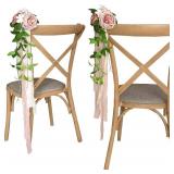 Lookein Set of 8 Pew Flowers for Wedding Ceremony Chair Decorations Bench Decoration Wedding Aisle Chair Decoration, Dusty Rose